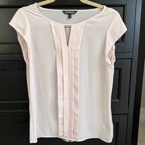 Express Light Pink Blouse with Pleated Front